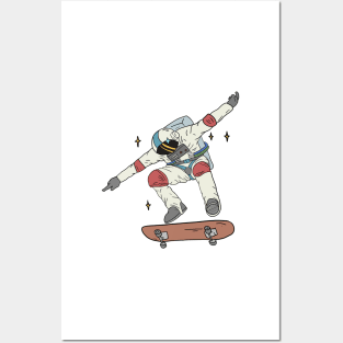 Astronaut Skater Space Skateboard Gift Handdrawn Posters and Art